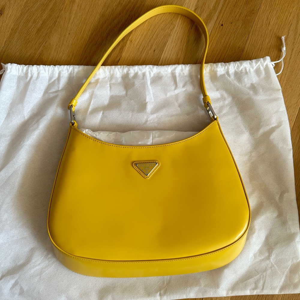 Prada Authentic New Yellow Cleo Shoulder Bag/Purse With Dust Bag